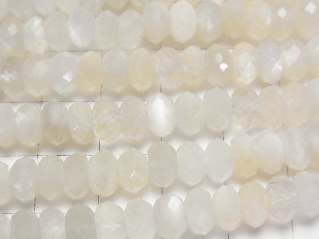 High Quality! White Moonstone AA++ Faceted Button Rondelle 7x7x4mm half or 1strand beads (aprx.15inch/38cm)