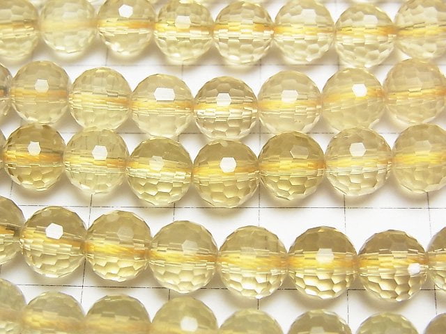 High Quality! Lemon Quartz AAA- 128Faceted Round 8mm half or 1strand beads (aprx.15inch/37cm)