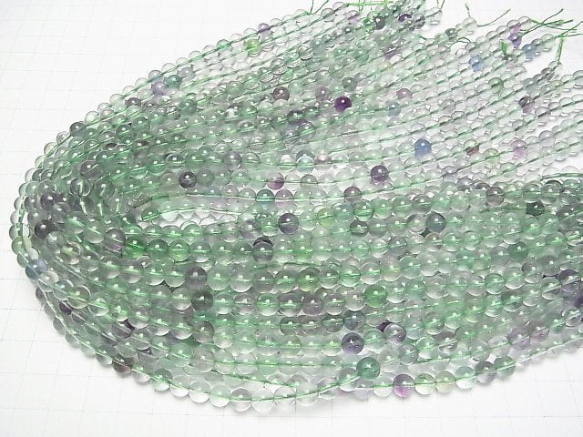 Mehrfarbiger Fluorit AAA- Runde 6mm 1Strang-Perlen (ca. 37 cm)