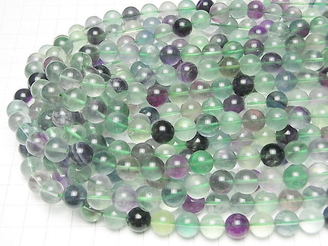 Mehrfarbiger Fluorit AA++ Runde 10mm 1Strang-Perlen (ca. 36 cm)