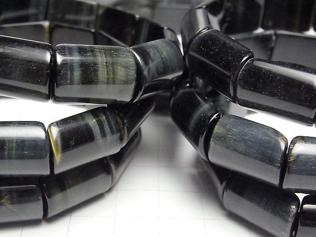 Natürliche Farbe Blaues Tigerauge AAA- 2-Loch Rechteck 17x13x6mm Armband