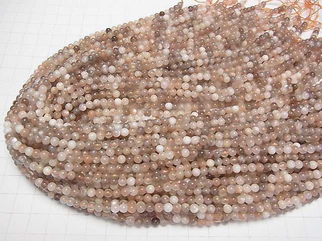 Mehrfarbiger Mondstein AA Rund 4mm 1strang Perlen (ca. 15 Zoll / 38 cm)