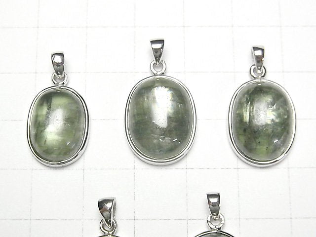 Grüner Kyanit AAA ovaler Anhänger 17x13x6mm Silber925 1 Stück