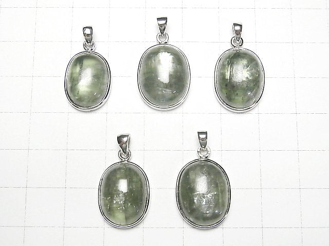 Grüner Kyanit AAA ovaler Anhänger 17x13x6mm Silber925 1 Stück