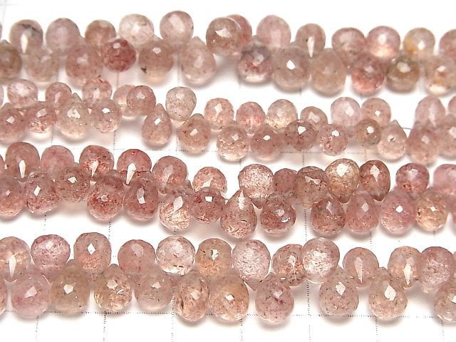 Hochwertiger rosa Epidot AA++ Tropfen facettierte Briolette halb oder 1strang Perlen (ca. 7 Zoll / 18 cm)