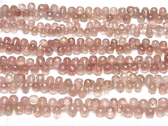 Hochwertiger rosa Epidot AA++ Tropfen facettierte Briolette halb oder 1strang Perlen (ca. 7 Zoll / 18 cm)