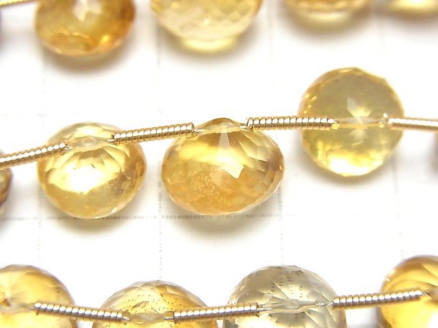 高品質黃水晶 AAA- 洋蔥刻面梨形半串或 1 串(16 顆)