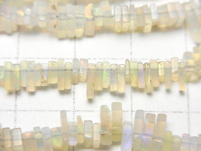 衣索比亞蛋白石 AA+ 長方形算盤珠(圓盤狀),半串或 1 串珠子(約 7 吋/18 公分)