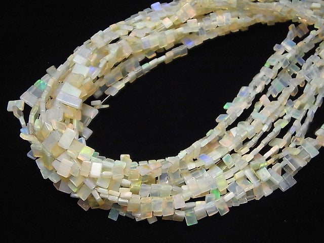 Äthiopischer Opal AA+ Rechteckig Oben Durchbohrtes Loch halbe oder 1Strang Perlen (ca. 15 Zoll/38 cm)