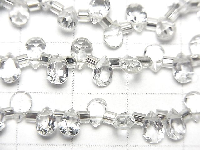 高品質水晶 AAA 梨形刻面 6x4mm 半串或 1 串(38 顆)