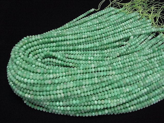 Hochwertig! Chrysopras AA++ Facettierte Knopf-Rondelle 4x4x3mm halbe oder 1Strang Perlen (ca. 15 Zoll/37 cm)