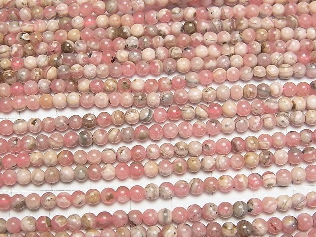 Argentinischer Rhodochrosit AA Rund 4mm 1Strang Perlen (ca. 15 Zoll/37 cm)