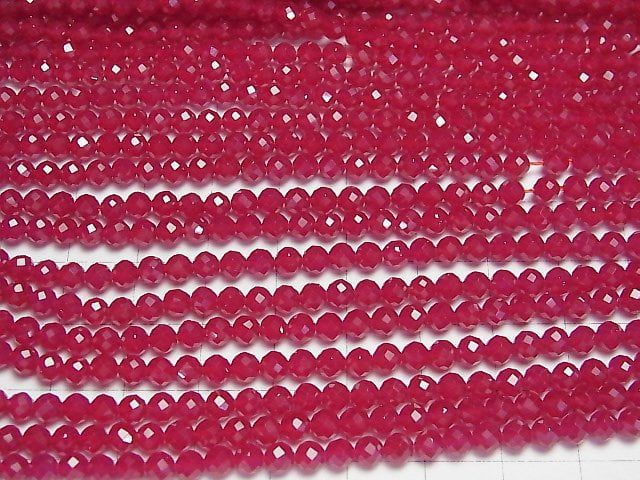 High Quality! Synthetic Ruby AAA Faceted Round 4mm 1strand beads (aprx.15inch/37cm)