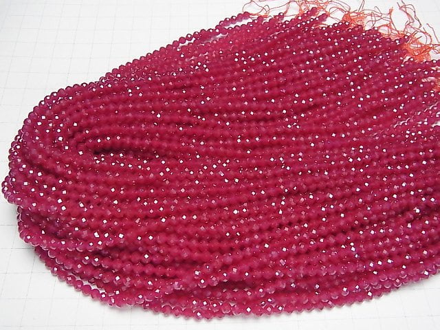 High Quality! Synthetic Ruby AAA Faceted Round 4mm 1strand beads (aprx.15inch/37cm)