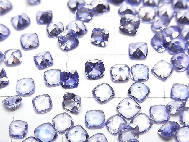 高品質坦桑石 AAA - 裸石 方刻面 4x4mm 2顆