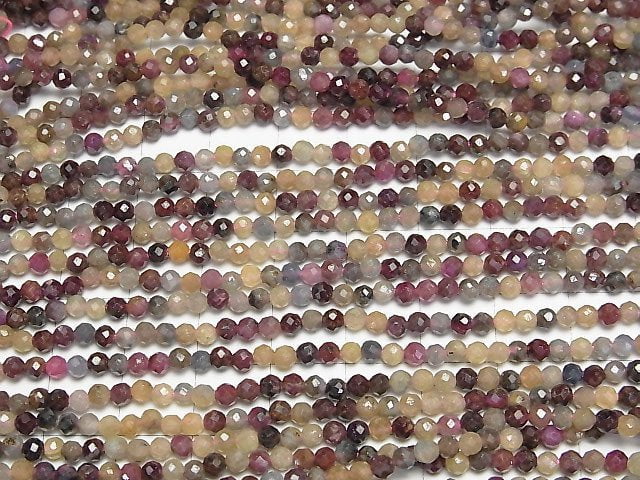 Hochwertig! Mehrfarbiger Saphir AA facettiert rund 3mm 1strang Perlen (ca. 15 Zoll/37 cm)