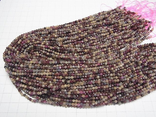 Hochwertig! Mehrfarbiger Saphir AA facettiert rund 3mm 1strang Perlen (ca. 15 Zoll/37 cm)