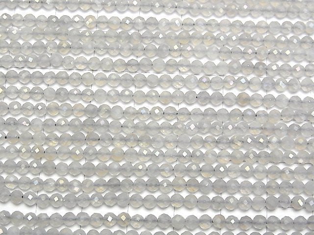 Hochwertig! Grauer Mondstein AAA- facettiert rund 3mm AB-Beschichtung 1 Strang Perlen (ca. 15 Zoll/36cm)