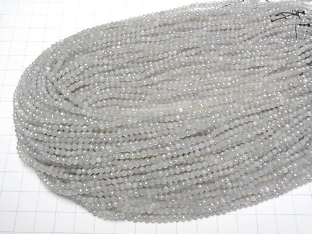 Hochwertig! Grauer Mondstein AAA- facettiert rund 3mm AB-Beschichtung 1 Strang Perlen (ca. 15 Zoll/36cm)