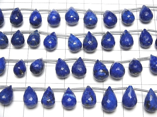 Hochwertiger Lapislazuli AA++ Tropfen Facettierte Briolette halb oder 1strang Perlen (16 Stück)