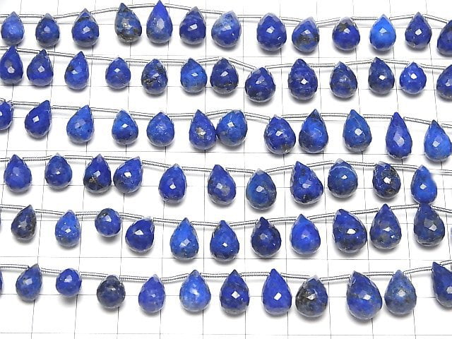 Hochwertiger Lapislazuli AA++ Tropfen Facettierte Briolette halb oder 1strang Perlen (16 Stück)