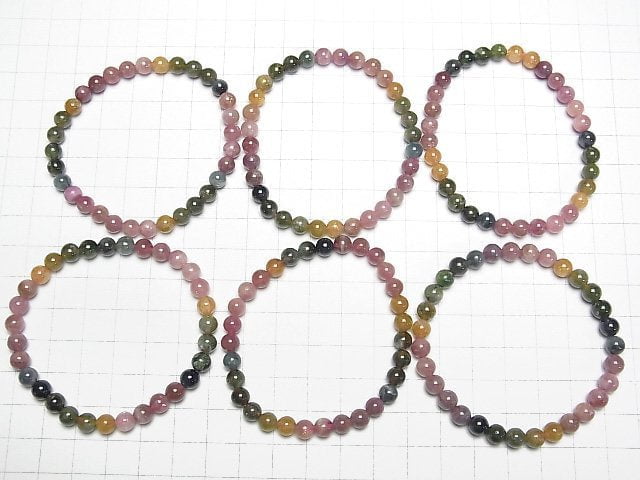 Multicolor Turmalin AA++ Rund 6mm Farbverlauf Armband