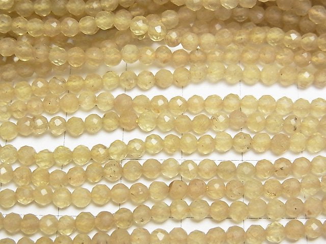 高品質!黃磷灰石 AA 刻面圓珠 3mm 一串(約 15 英寸/37 公分)