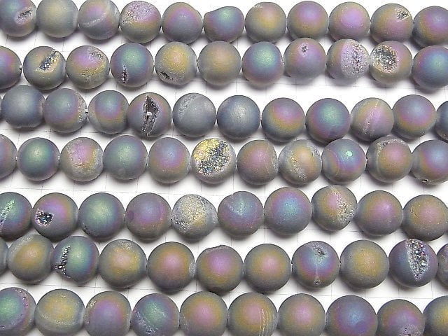 Druzy Achat Rund 14mm Matt Regenbogen 1Strang Perlen (ca. 15 Zoll/37 cm)