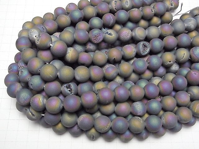 Druzy Achat Rund 14mm Matt Regenbogen 1Strang Perlen (ca. 15 Zoll/37 cm)