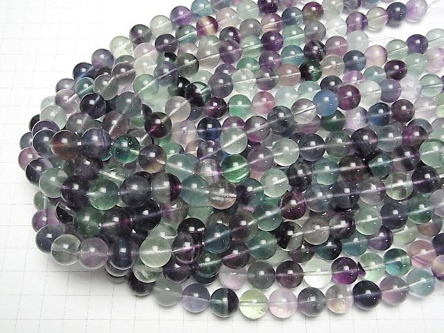Multicolor Fluorit AA++ Rund 12mm halb oder 1Strang Perlen (ca. 15 Zoll/38 cm)