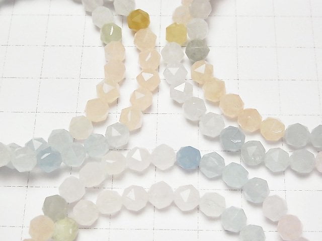 Hochwertig! Berylmix (Mehrfarbiger Aquamarin) AA++ Stern Facettiert Rund 6mm Armband
