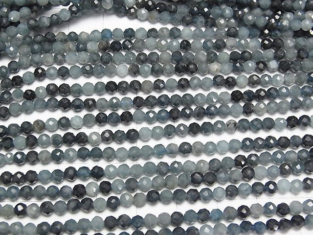 Hochwertig! Indigo Licht Turmalin AA Facettiert Rund 3.5mm 1 Strang Perlen (ca. 15 Zoll/37 cm)