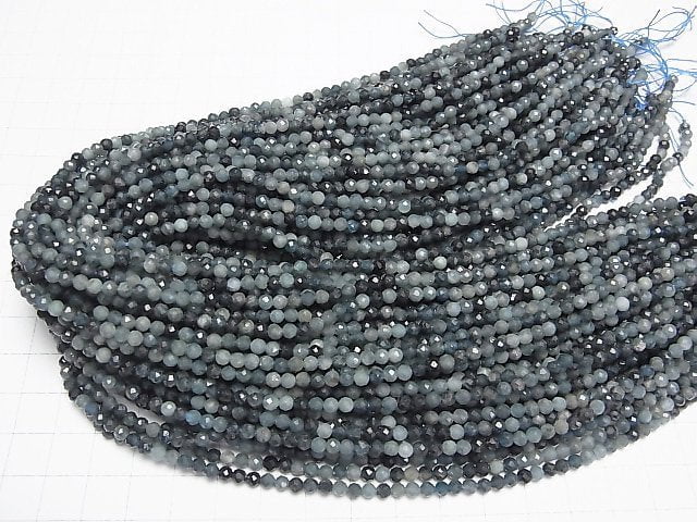 Hochwertig! Indigo Licht Turmalin AA Facettiert Rund 3.5mm 1 Strang Perlen (ca. 15 Zoll/37 cm)