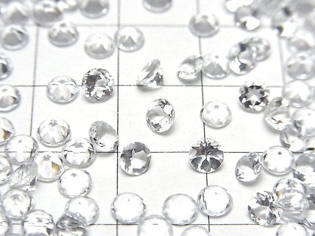 高品質無色綠柱石 AAA 級圓形刻面裸石 4x4mm 5顆