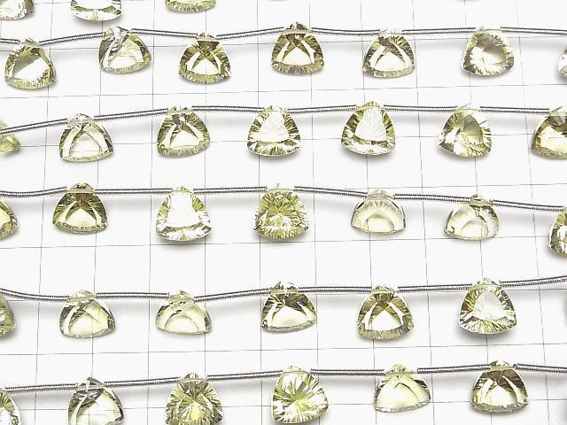 High Quality Lemon Quartz AAA Triangle Concave Cut 10x10mm 1strand beads (9pcs )