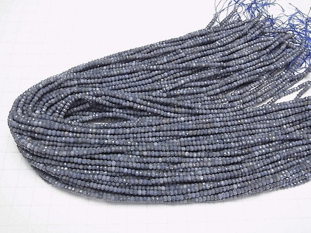 Hochwertiger! Blau-Schwammkoralle facettiert Knopf Rondelle 3x3x2mm 1 Strang Perlen (ca. 15 Zoll/37 cm)