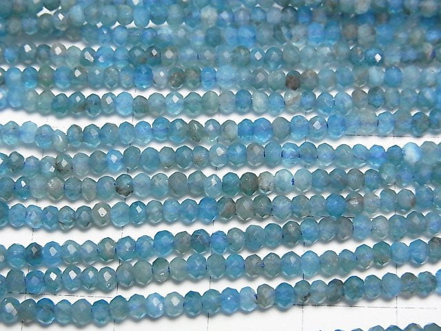 高品質!磷灰石 AA 刻面鈕扣扁圓珠 3x3x2mm 1 串珠(約 15 英寸/38 公分)