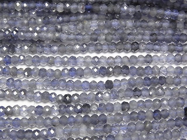 高品質!堇青石 AA++ 切面鈕扣算盤珠 3x3x2mm 1串珠子 (約15英吋/37公分)