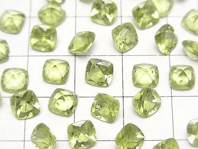 高品質橄欖石 AAA 裸石 方形刻面 6x6mm 4顆