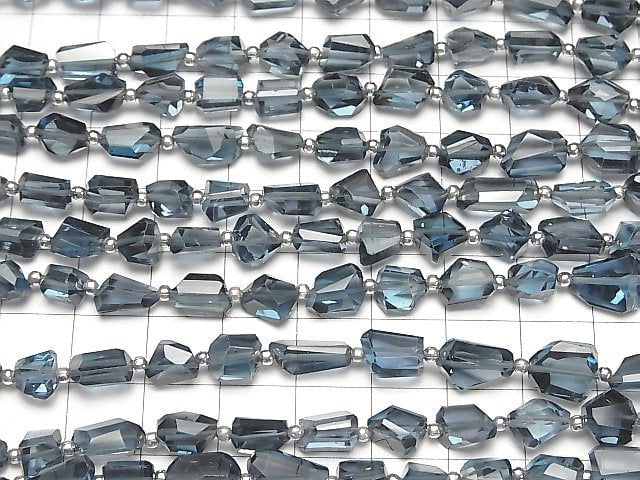 Hochwertiger London Blue Topas AAA facettierte Nuggets, halb oder 1 Strang Perlen (ca. 16 cm)
