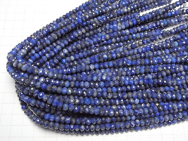 Hochwertig! Lapislazuli AA+ facettierte Knopf-Rondelle 6x6x4mm 1Strang Perlen (ca. 15 Zoll/37 cm)