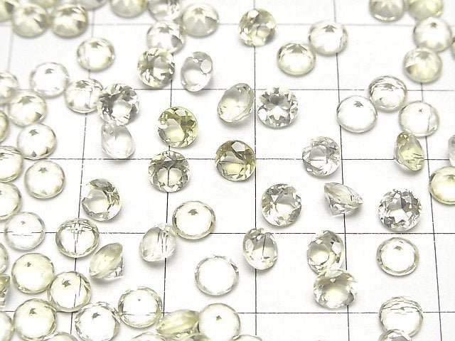 Hochwertiger Zitronenquarz AAA loser Stein, rund, facettiert, 5x5mm, 10 Stück