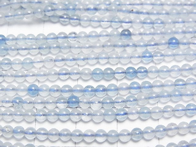 海藍寶石 AA+ 圓形 3mm 1串珠子 (約15英吋/37公分)
