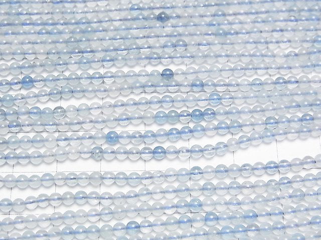 Aquamarin AA+ rund, 3mm, 1 Strang Perlen (ca. 37 cm)