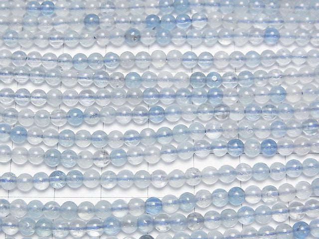 Aquamarin AA+ rund, 4mm, 1 Strang Perlen (ca. 37 cm)