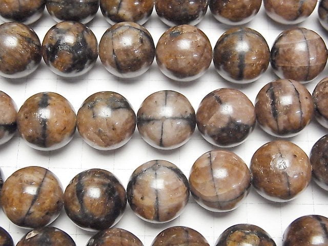 Chiastolith Runde 18mm halb oder 1Strang Perlen (ca. 6 Zoll/16 cm)