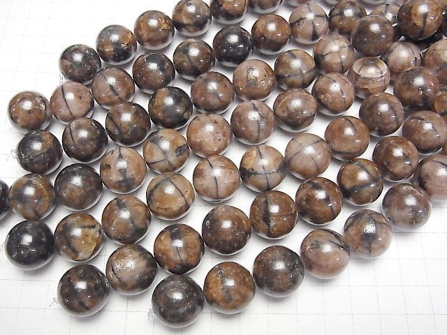 Chiastolith Runde 18mm halb oder 1Strang Perlen (ca. 6 Zoll/16 cm)