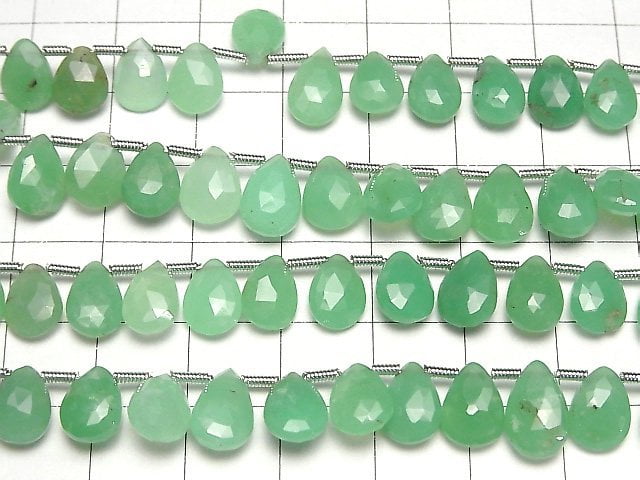 Chrysopras AA++ Birnenform facettierte Briolette 1Strang-Perlen (ca. 7 Zoll/18 cm)