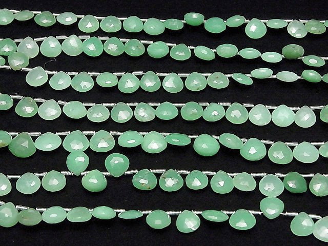 Chrysopras AA++ Kastanienfarbe facettierte Briolette 1Strang-Perlen (ca. 7 Zoll/18 cm)