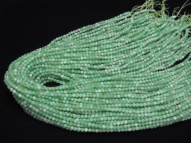 Hochwertig! Chrysopras AA facettierte runde 3mm 1Strang-Perlen (ca. 15 Zoll/37 cm)